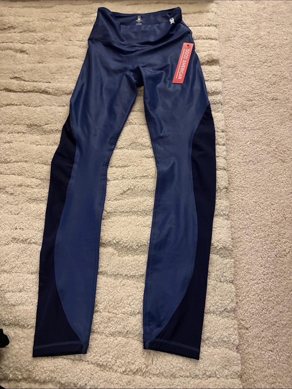 Good American Navy and Dark Navy Colorblock Performance Leggings